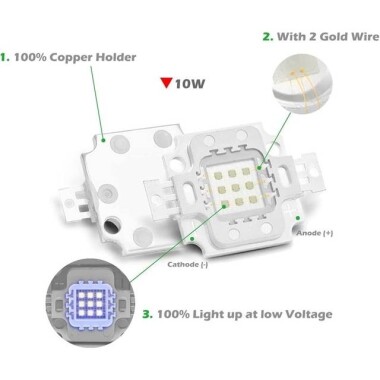 SMD 10W POWER LED Mor 380-385nm - 3