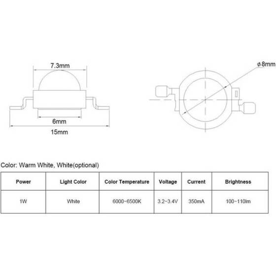SMD 1W POWER LED Beyaz - 4