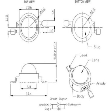 SMD 3W POWER LED Saf Yeşil - 3