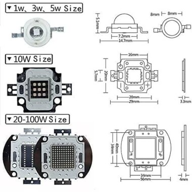 SMD 50W POWER LED Mor 380-385nm - 3