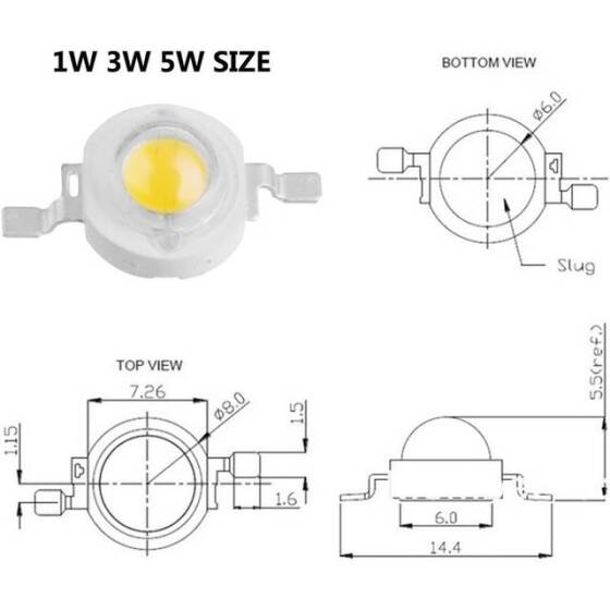 SMD 5W POWER LED Mor 395-400nm - 5
