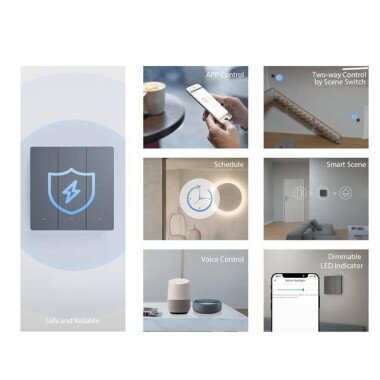 Sonoff M5-2C-80 Wifi Akıllı Duvar Anahtarı 80 Tip 2 Gang AB Standardı - 4