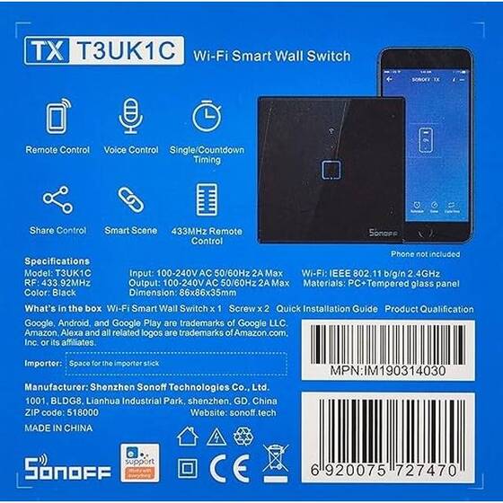 SONOFF T3UK2C-TX Wifi Dokunmatik Kablosuz Anahtar Akıllı Ev - 7