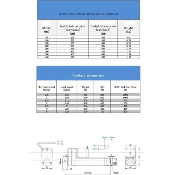 Stoke Uzunluğu 250mm 45mm/S 100N DC 6V-24V Nema17 Step Elektrikli İtme Çubuğu - 4