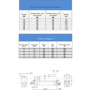 Stoke Uzunluğu 400mm 35mm/S 150N DC 6V-24V Nema17 Step Elektrikli İtme Çubuğu - 4
