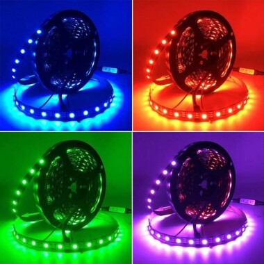 Su Geçirmez 5V WS2812B RGB5050 Siyah SMD LED Şerit 60 LED/Metre Esnek 5 Metrelik Makara IP30 - 2