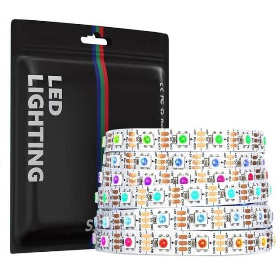 Su Geçirmez 5V WS2813B RGB5050 Beyaz SMD LED Şerit 60 LED/Metre Esnek 5 Metrelik Makara IP30 - 1