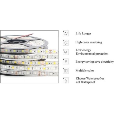 Su Geçirmez Doğal Beyaz 3014 12V SMD LED Şerit 90 LED/Metre Esnek 5 Metrelik Makara - 4