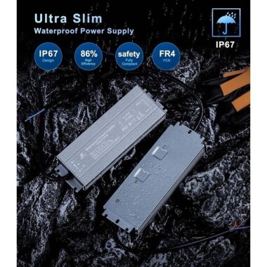 Su geçirmez Gri CB-12V-60W 5A Led Ultra İnce Aluminyum Kasa Mikro Anahtar Kablolu Güç Kaynağı - 2