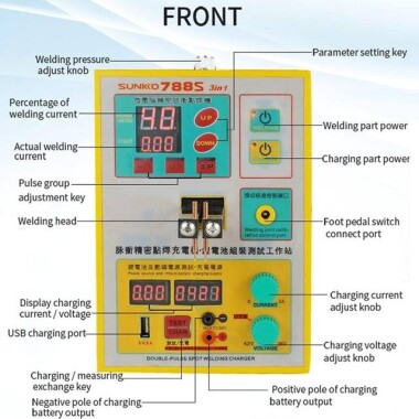 SUNKKO 788S Lityum Pil Kaynak Makinesi Çift Darbeli UK Fiş 220V - 3