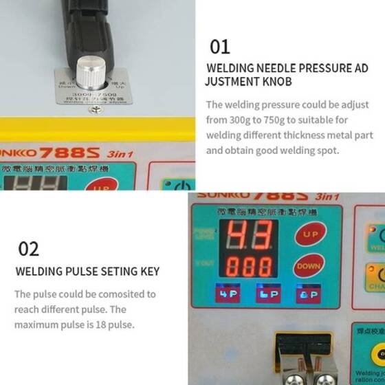 SUNKKO 788S Lityum Pil Kaynak Makinesi Çift Darbeli UK Fiş 220V - 5
