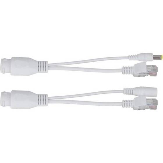 Takım Beyaz 12V Standart Dışı POE Su Geçirmez Splitter Adaptör Kablosu RJ45 DC5.5x2.1 - 2