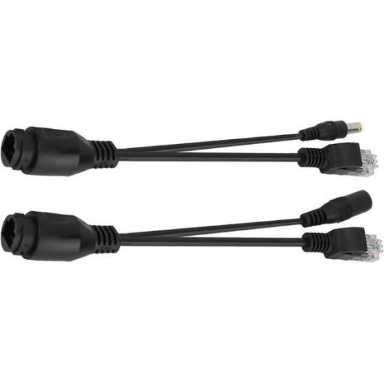 Takım Siyah 12V Standart Olmayan POE Su Geçirmez Splitter Adaptör Kablosu RJ45 DC5.5x2.1 - 1