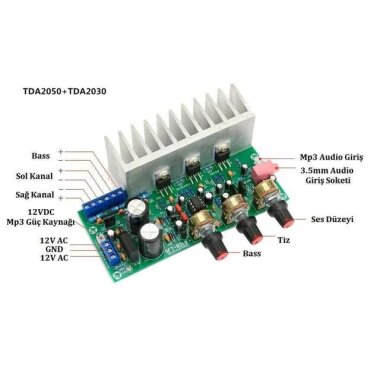 TDA2050 + TDA2030 18W + 18W / 32W 2.1-Kanallı Subwoofer Ses Güç Amplifikatör Kartı - 2