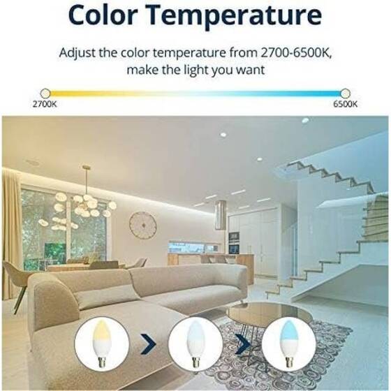 Tuya E14 Zigbee3.0 Ev Akıllı RGBCW Mum Ampul Kısılabilir ve Alexa Google Home Akıllı Aydınlatma E14 5W 400lm ile Uyumlu - 5
