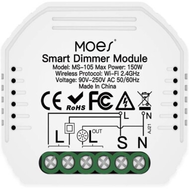 Tuya Wifi Akıllı Işık Led Dimmer Anahtar Modülü 1 Kanal Çift Kontrol QS-Wifi-S05 Sıfır Yangın Alexa İçin 220-240V Orjinal Paketleme Boyut: 45x45x18mm - 1