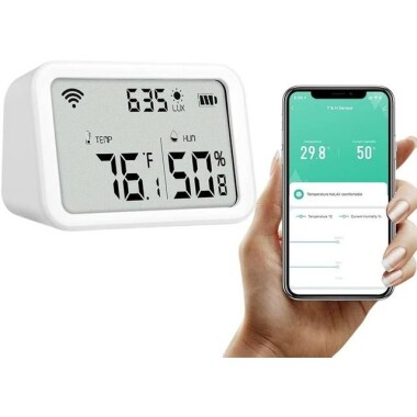 TUYA ZigBee Akıllı Parlaklık Termometre Sensörü Işık Sıcaklığı Nem Dedektörü Tuya Smart App Alexa Kontrolü Pilli - 1
