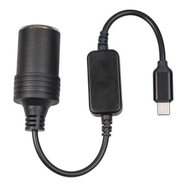 Type-C 5V - 12V Dişi Araç Çakmak Soketi Dönüştürücü - 30cm Kablolu - 2