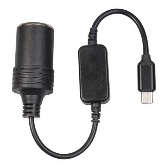 Type-C 5V - 12V Dişi Araç Çakmak Soketi Dönüştürücü - 30cm Kablolu - 2