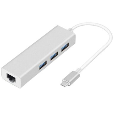 Type-C Hub 3 Port USB 3.0 Çoklayıcı + 1000 Mpbs Ethernet Çevirici - Görsu Elektronik
