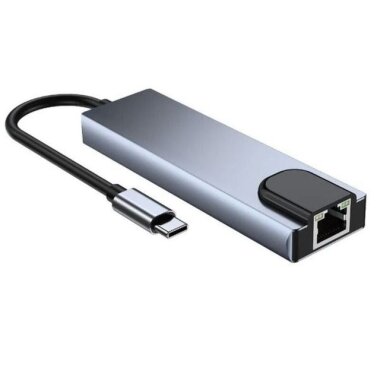 Type-C Hub 5in1 2 Port USB 3.0 + 100Mpbs Ethernet + HDMI + Type-C Çevirici - Görsu Elektronik