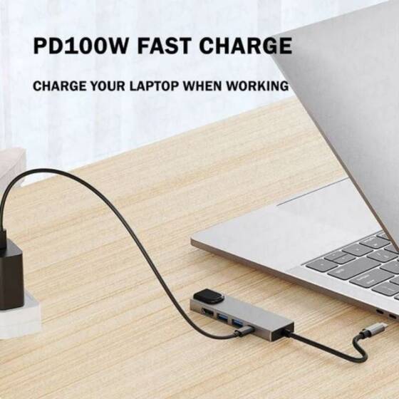Type-C Hub 5in1 2 Port USB 3.0 + 100Mpbs Ethernet + HDMI + Type-C Çevirici - 3