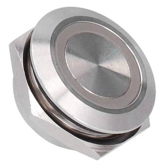 Ultra Kısa Düz Kafa 19mm 12-24V Su Geçirmez Anlık Kendinden Sıfırlamalı Yeşil Ledli Ultra İnce Dokunmatik Metal Push buton - 2