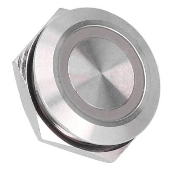 Ultra Kısa Düz Kafa 19mm 12-24V Su Geçirmez Anlık Kendinden Sıfırlamalı Yeşil Ledli Ultra İnce Dokunmatik Metal Push buton - 4