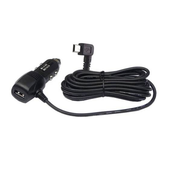 USB 5V 2A Araç Çakmak Soketi 90C Mini USB Çıkışlı - 3.5m Kablolu - 1