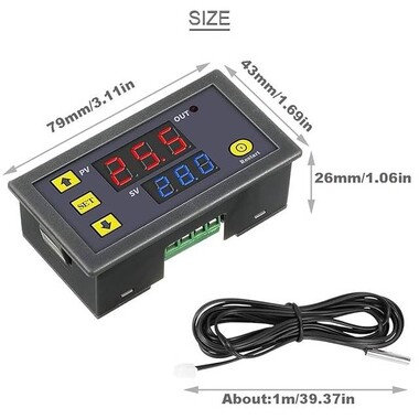 W3230 12V Dijital Sıcaklık Kontrollü Termostat Cihazı 1 metre kablolu - 5