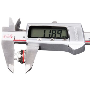 WD12C1 Pin-P1-EC 12mm Düz Yaylı Işıklı Metal Buton - Kırmızı - 2