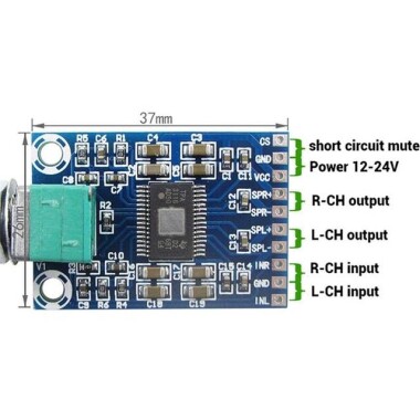 XH-M564 TPA3116D2 DC 12V-24V 2x50W Çift Kanallı Mini Dijital Amplifikatör 50W+50W - 8
