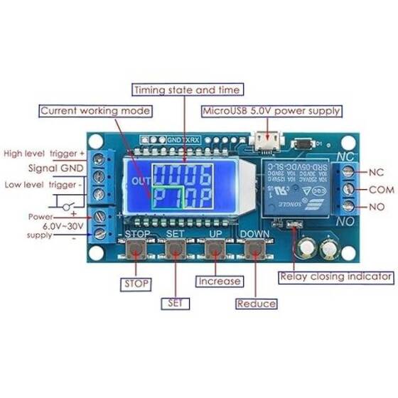 XY-LJ02 6-30 V Mikro USB Dijital LCD Ekran Zaman geciktirme rölesi Modülü Kontrol Zamanlayıcı Anahtarı Tetik Döngüsü Zamanlama - 4