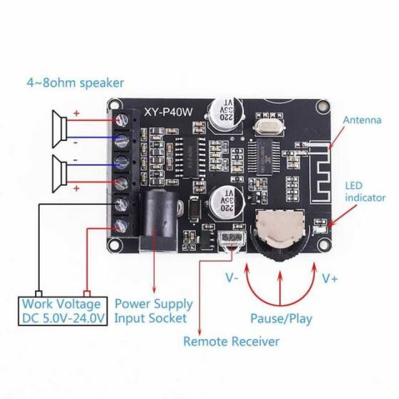 XY-P40W Bluetooth Amfi Modülü Amplifikatör Devresi - 2