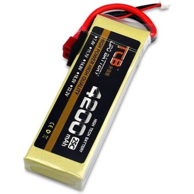 Sarı TCB 11.1V 5200MAH 25C Model Uçak Lityum Pil T Dişi - 2