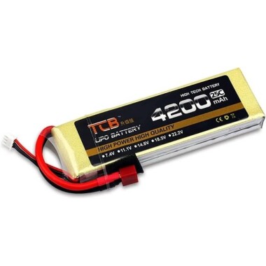 Sarı TCB 11.1V 5200MAH 25C Model Uçak Lityum Pil T Dişi - 4