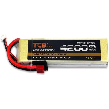 Sarı TCB 11.1V 5200MAH 25C Model Uçak Lityum Pil T Dişi - 5