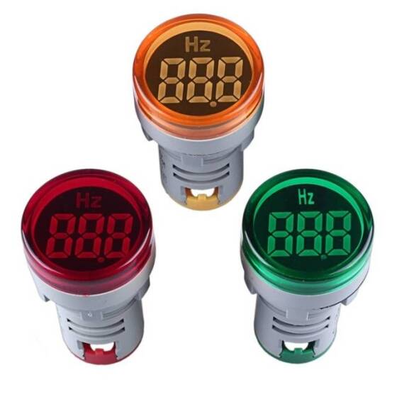 Yeşil 20-75Hz 22mm AD16-22DSHZ Yuvarlak LED Hertz Metre - 1