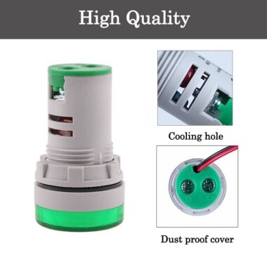 Yeşil 20-75Hz 22mm AD16-22DSHZ Yuvarlak LED Hertz Metre - 3