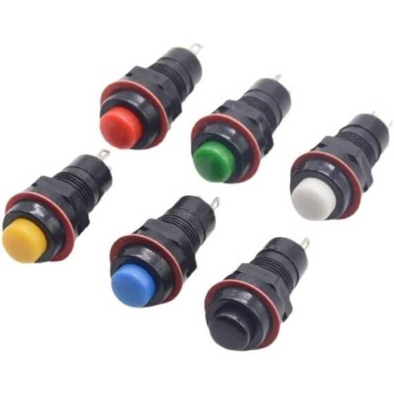 Yeşil DS-213 10mm 2 Pin Anlık Kendini Sıfırlayan Yuvarlak Düğme Anahtarı - 2