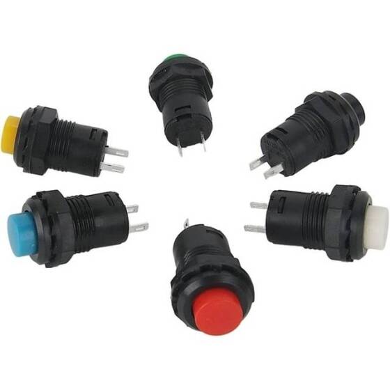 Yeşil DS-428 12mm 2 Pin Kendinden Kilitli Açma-Kapama Buton Anahtarı - 2