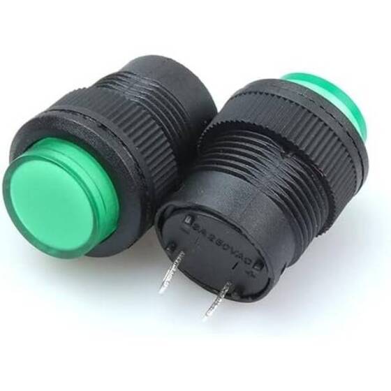 Yeşil R16-503BD 16mm 4 Pinli Anlık Kendini Sıfırlama Mini Basmalı Düğme Anahtarı Işıklı - 1