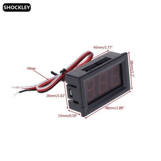 Yeşil Üç Kablolu 0.56 inç DC 0-100V LCD Dijital Voltmetre - 4