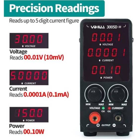 YIHUA3005D Düzenlenmiş Ayarlanabilir DC Güç Kaynağı UK Fişli - 2
