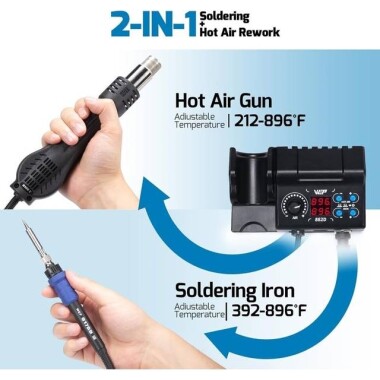 YIHUA882D Dijital Ekran Sıcak Hava Lehimleme İstasyonu 2'si 1 Arada 110V US Fişli - 2