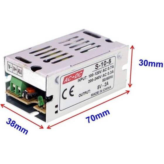 Yüksek Kaliteli Güç Kaynağı 10W 5V 2A
S-10-5 - 5