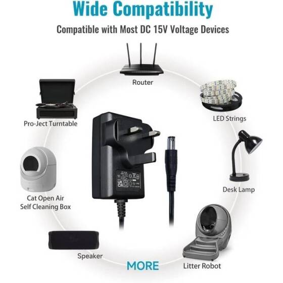 Yüksek Kaliteli Tam Amper 15V 1A Adaptör UK Fişli - 4
