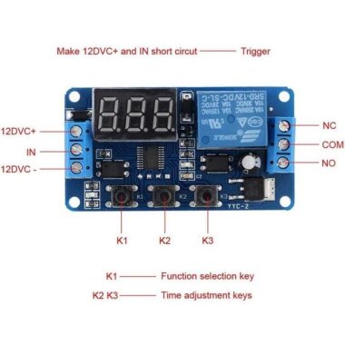 Zaman Ayarlı Röle Modülü 12V Koruma Kutulu - 3