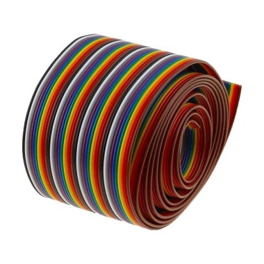 40 Pin Düz Gökkuşağı Şerit Dupont Kablo 2.54mm Saf Bakır AWG24 50Metre/Makara - Görsu Elektronik