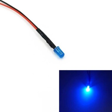 110V 3mm Water Clear Ice Blue LED Indicator Light With 20cm Cable - Görsu Elektronik